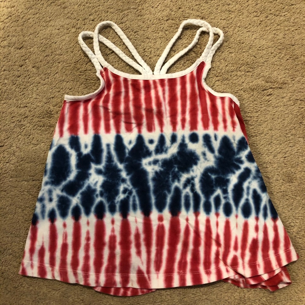 Girls Red White and Blue Tie Dye Tank